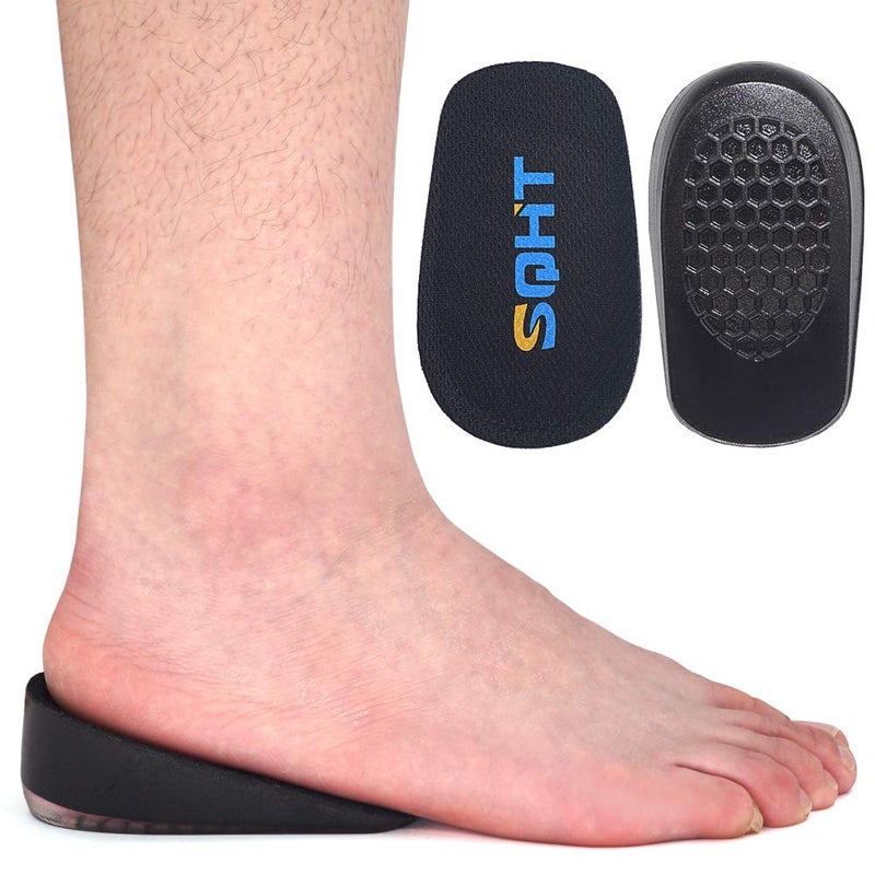 SQHT Height Increase Insoles - Heel Lift Inserts for Leg Length Discrepancies and Achilles Tendonitis  Heel Cups for Men and Women (Small (1.4 "" Height)) Black - Image 1